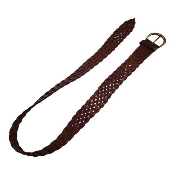 COLE HAAN SZ 32+ Brown Braided Genuine Leather Belt Made in Italy - Picture 1 of 7